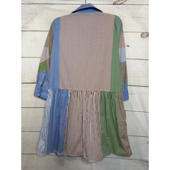 Tuckernuk Dress Striped Multicolor Size MED Buttons Collared - Picture 2 of 7